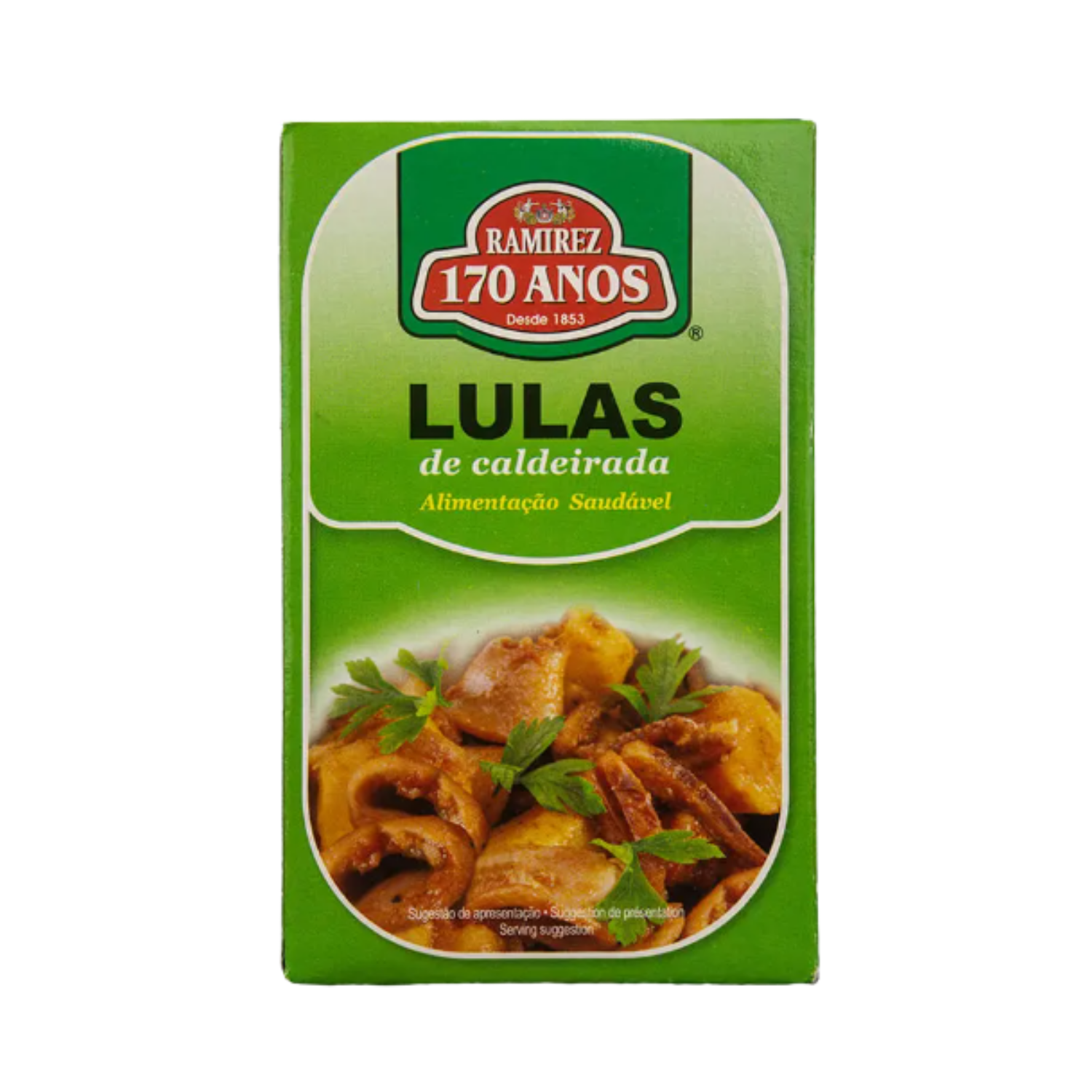 Green package of Ramirez Lulas de caldeirada on a white background