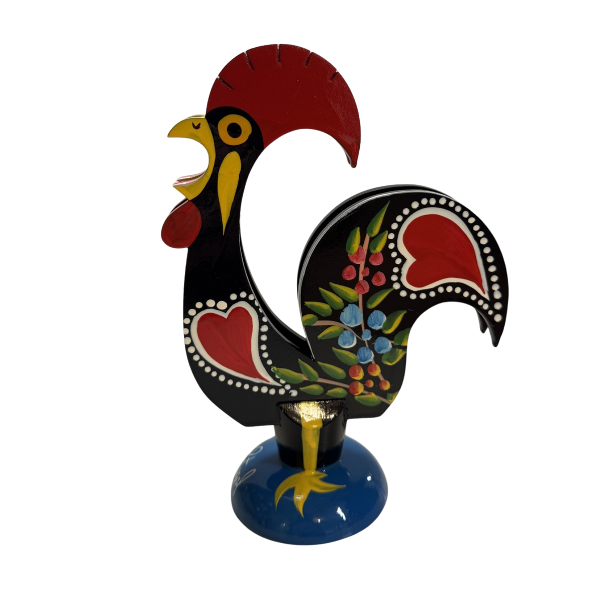Galo Barcelos Traditional Hand-Painted Wooden Napkin Holder
