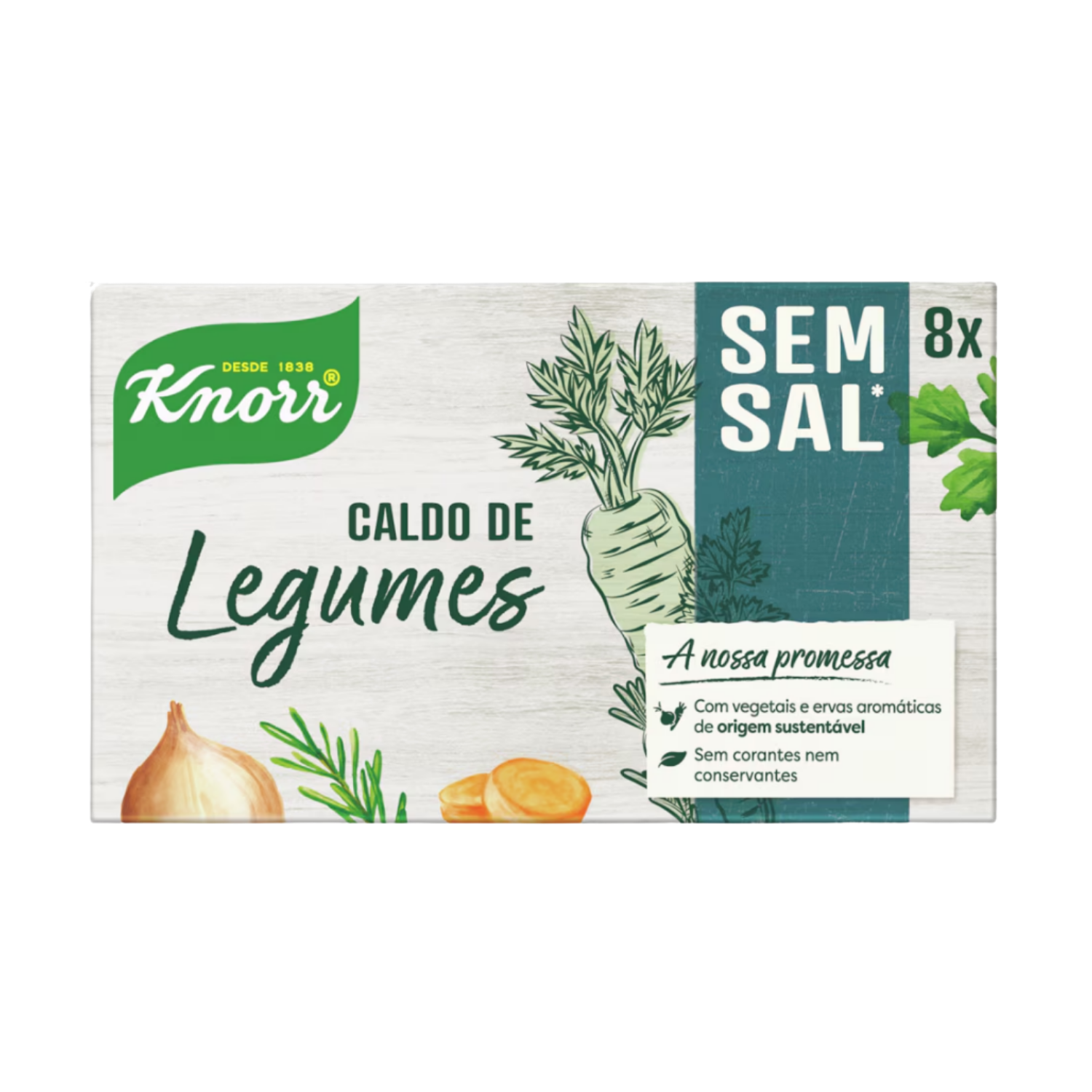 Knorr vegetable stock cube packaging with green and white design