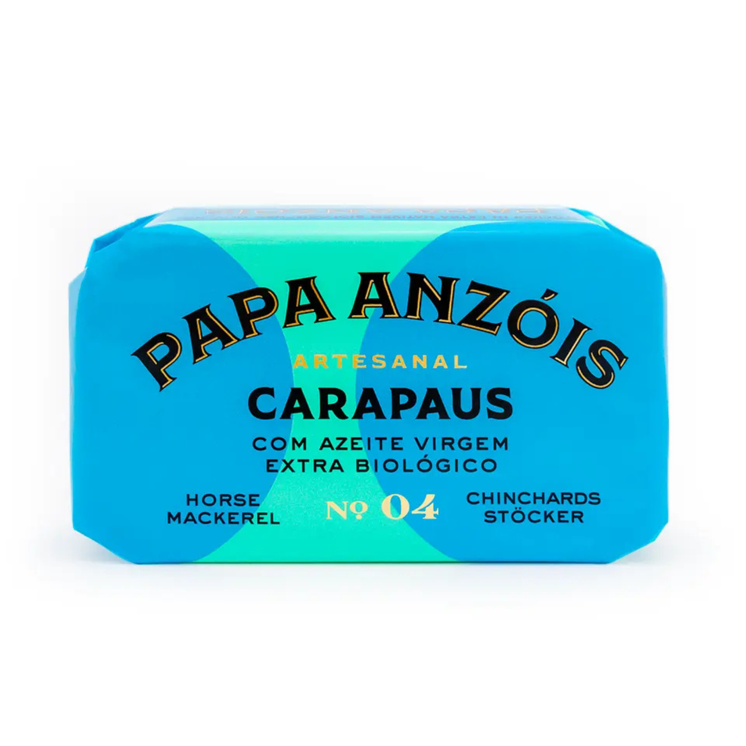 Papa Anzóis artesanal horse mackerel with organic extra virgin olive oil, turquoise and blue wrapper, No. 04