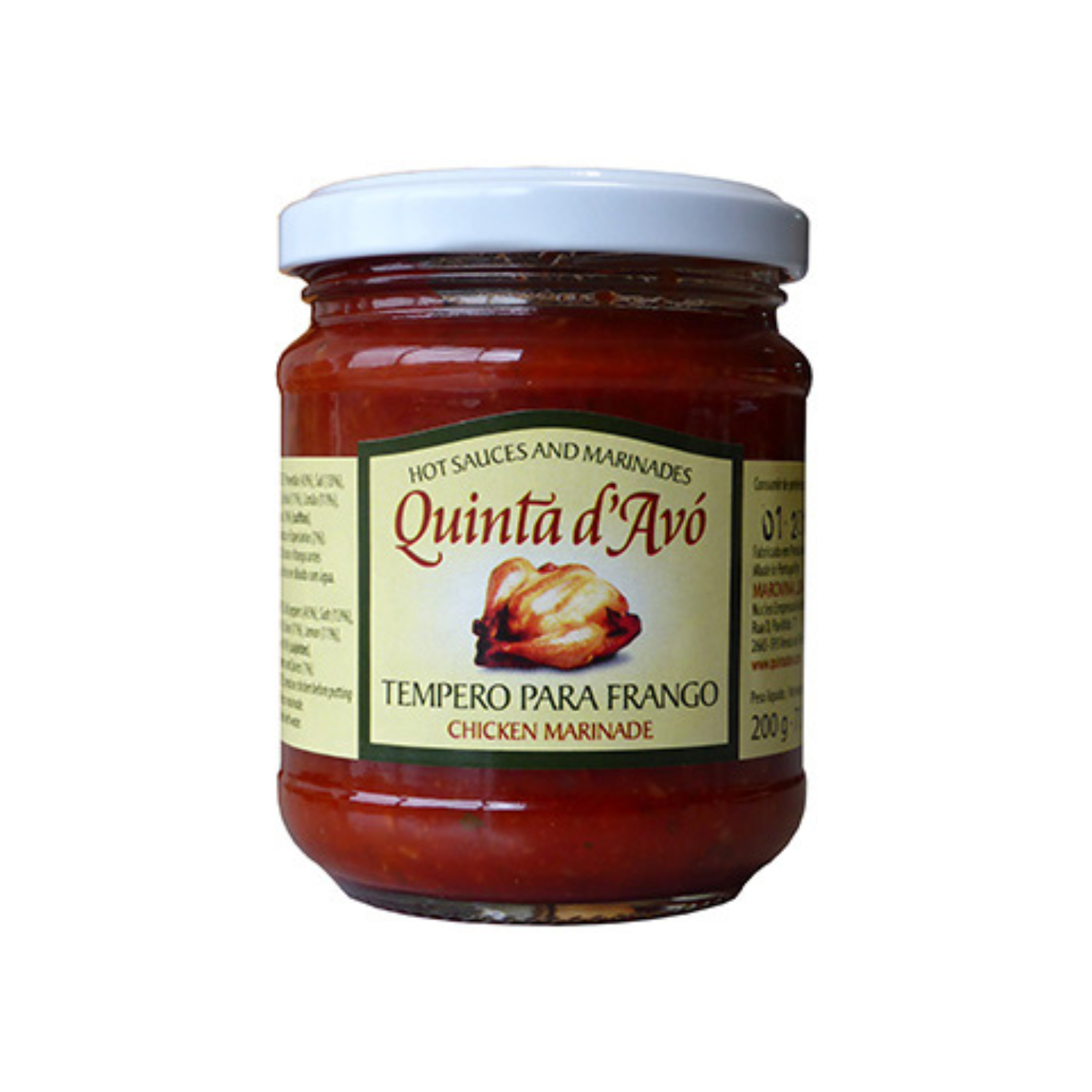 Jar of Quinta d'Avó chicken marinade on a white background