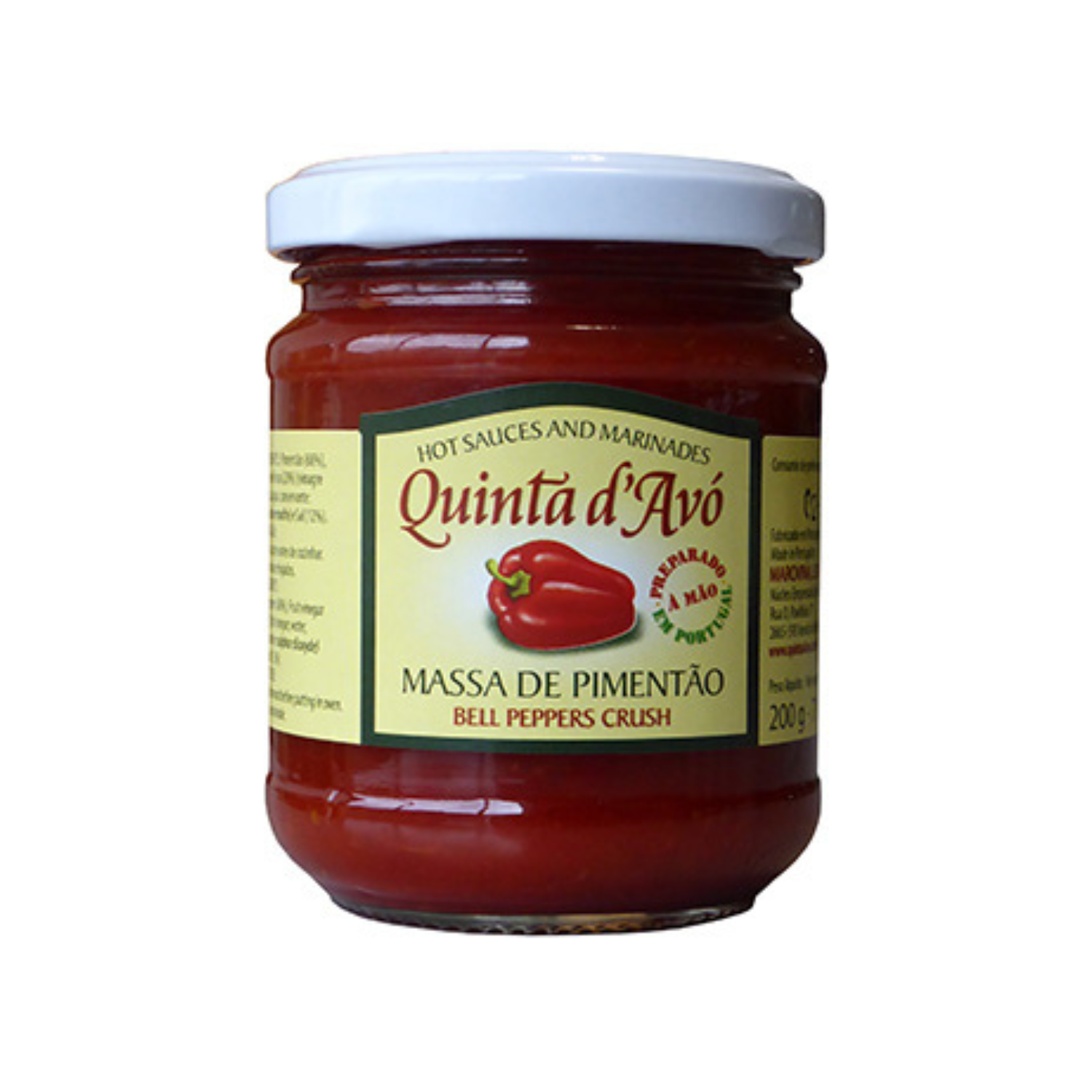 Jar of Quinta d'Avó hot sauce on a white background