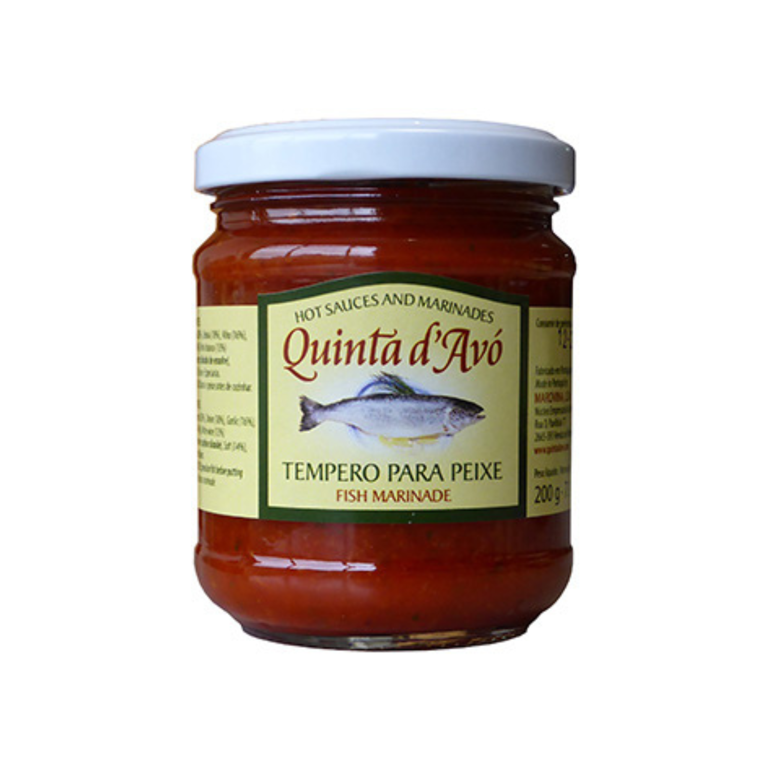 Jar of Quinta d'Avó fish marinade on a white background