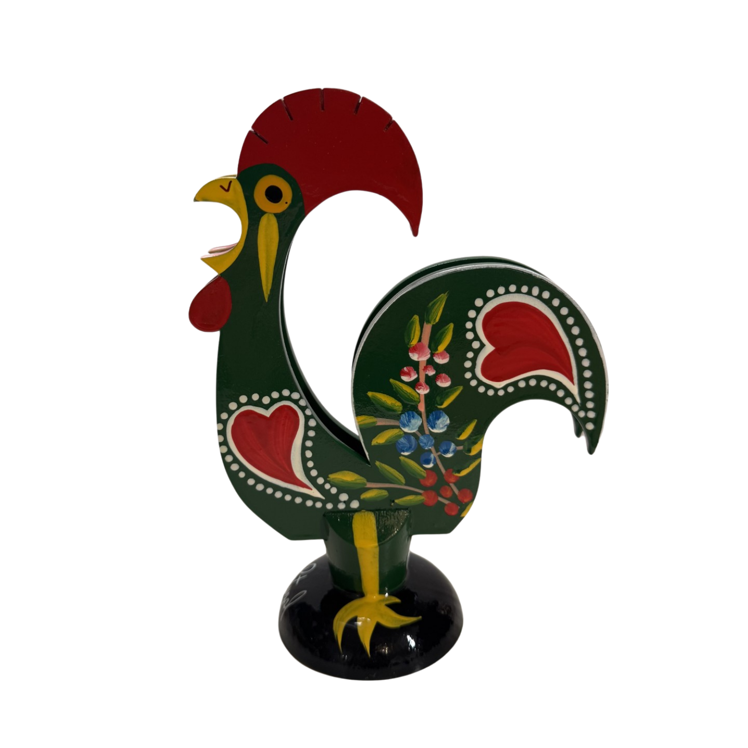 Galo Barcelos Traditional Hand-Painted Wooden Napkin Holder Rooster