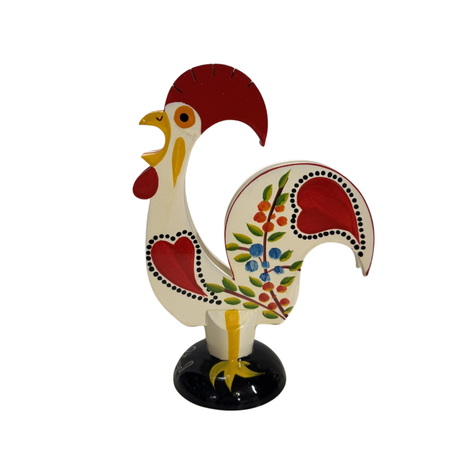 Galo Barcelos Traditional Hand-Painted Wooden Napkin Holder Rooster