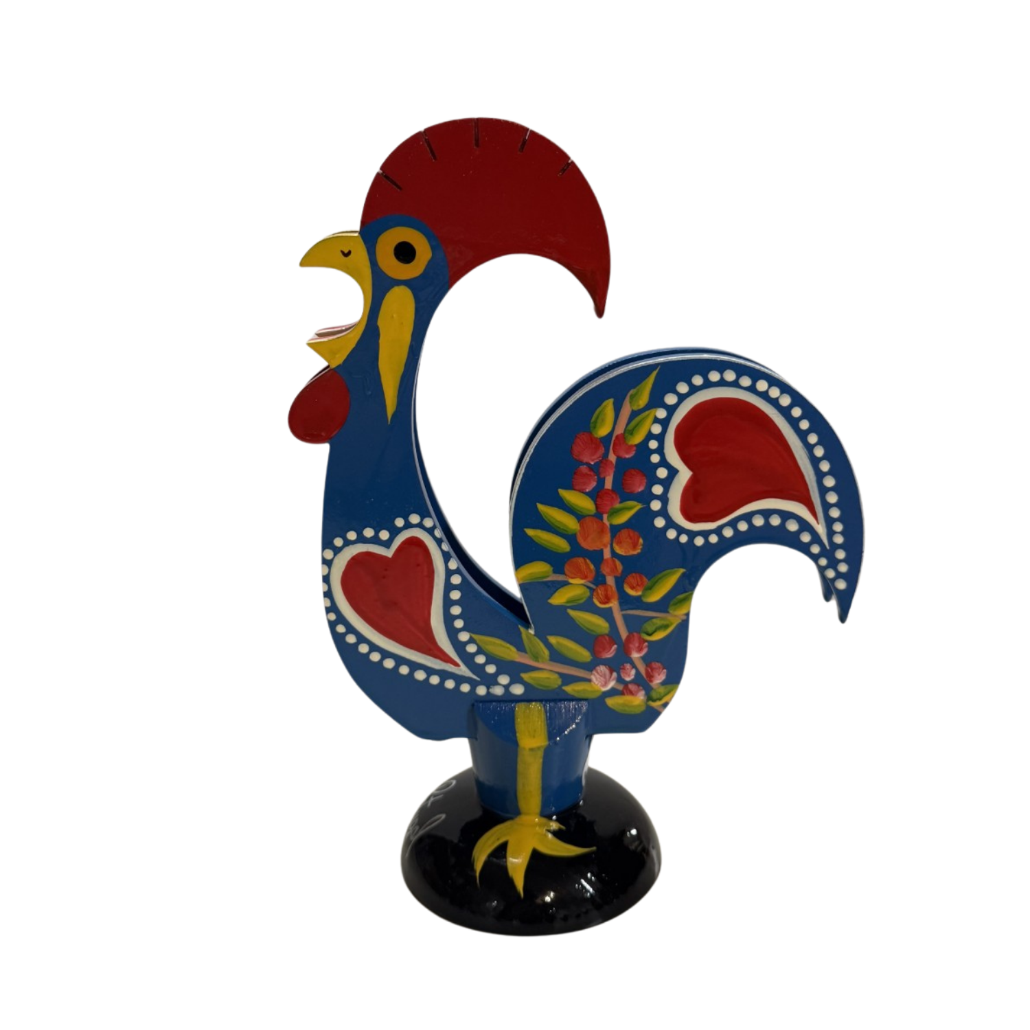 Galo Barcelos Traditional Hand-Painted Wooden Napkin Holder Rooster