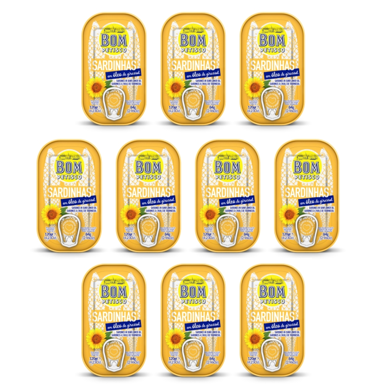 Bom Petisco Sardines in Sunflower Oil - 10 Pack
