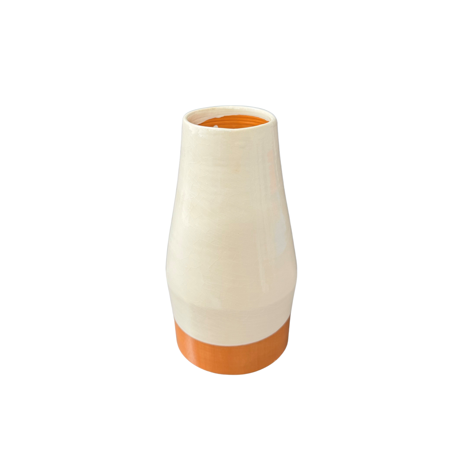 Casa Cubista Dipped Column Vase Terracotta & White