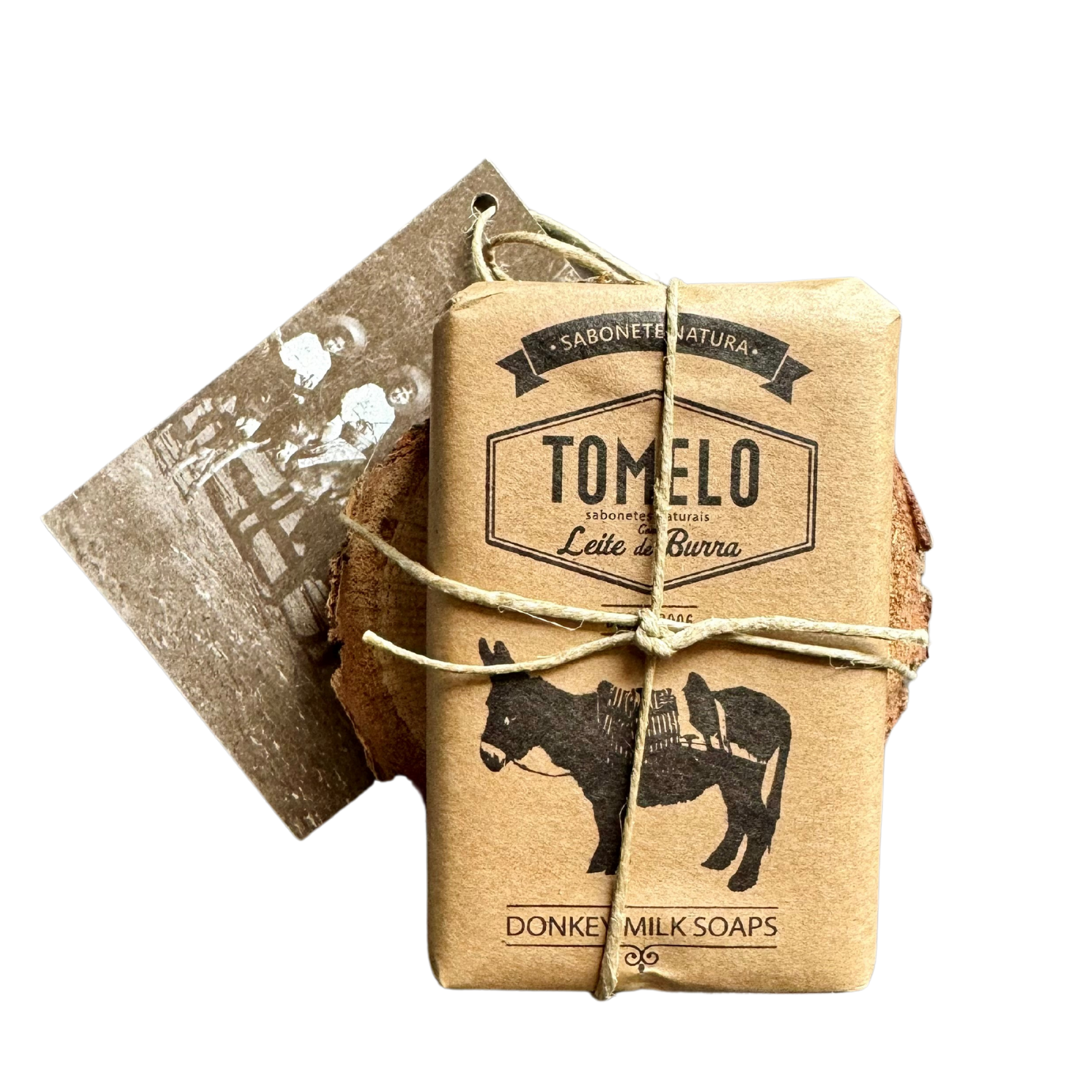 Tomelo Natural Soap with Donkey Milk and Wooden Curler