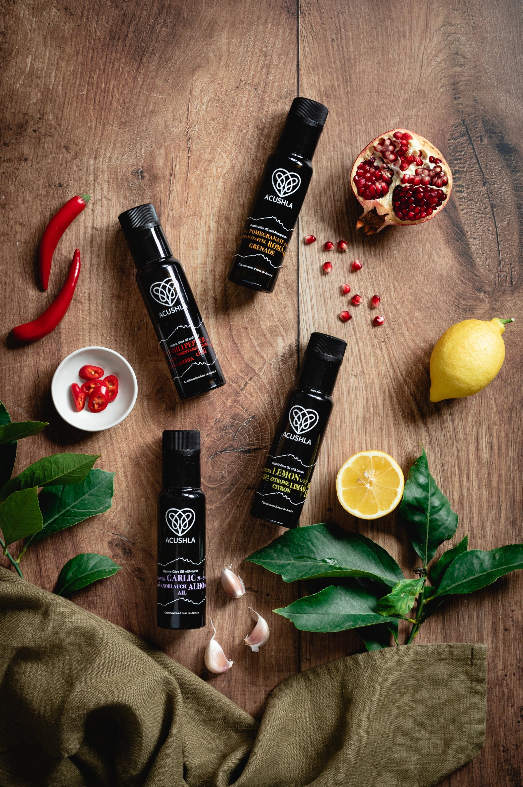 Acushla Pack of Organic Flavoured Olive Oils 100ml