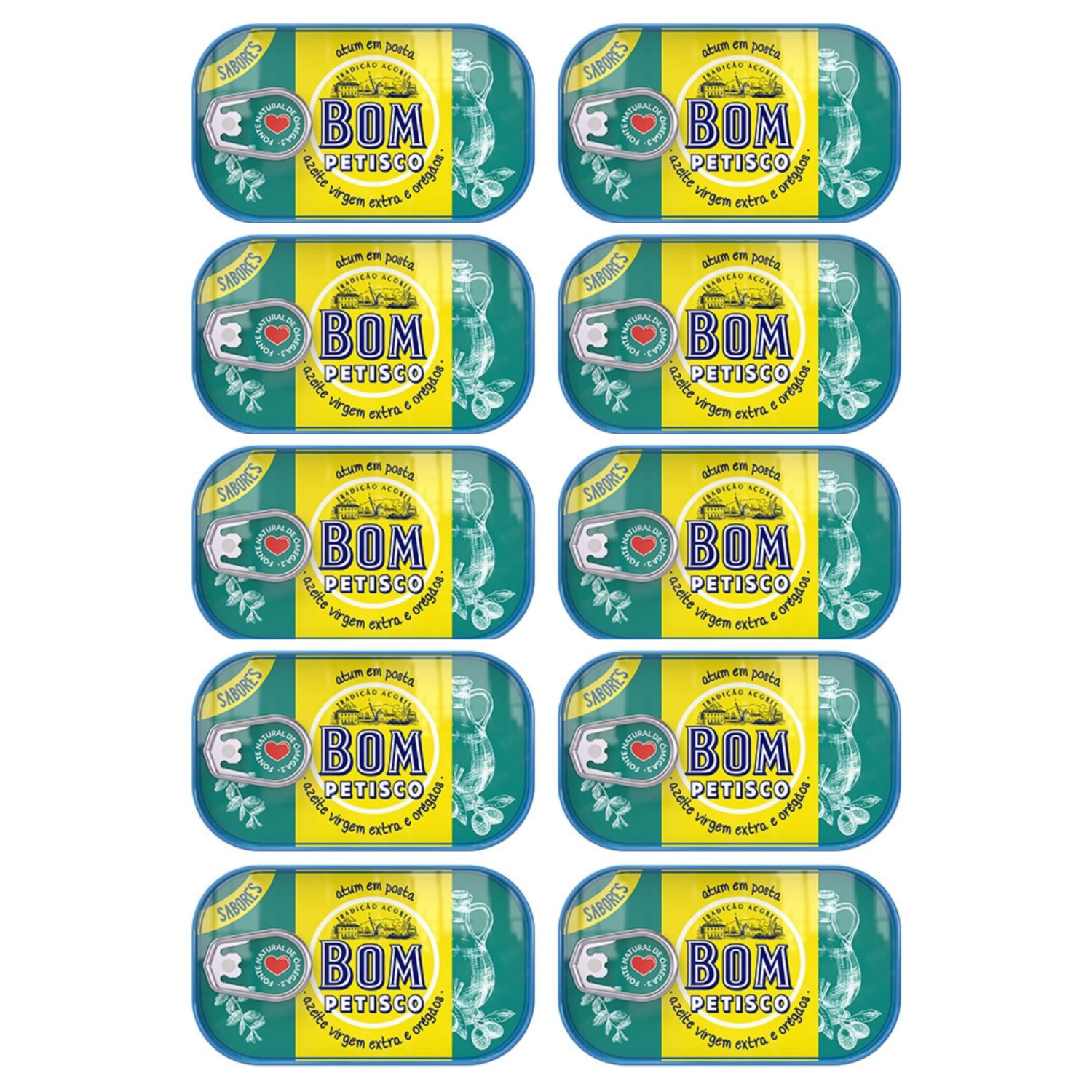 Bom Petisco Solid Tuna in Extra Virgin Olive Oil with Oregano - 10 Pack