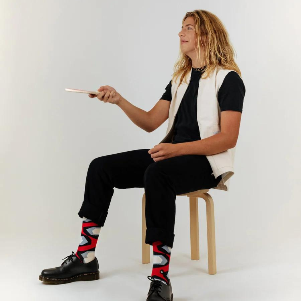 Sir Tile Geometric Red Socks