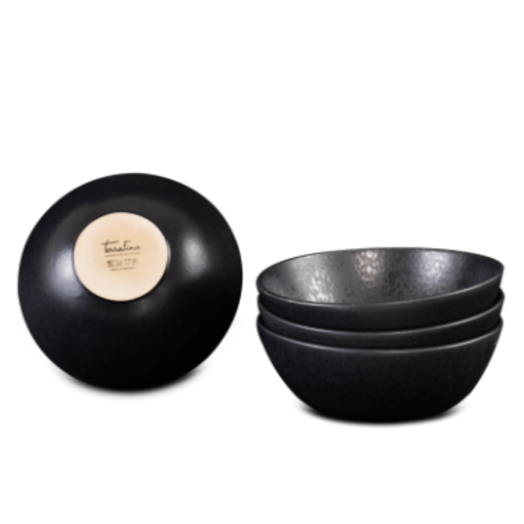 Terrafina Black Stone Cereal Bowl - Set of 2