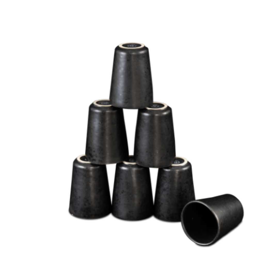 Terrafina Black Stone Espresso Cups - Set of 6