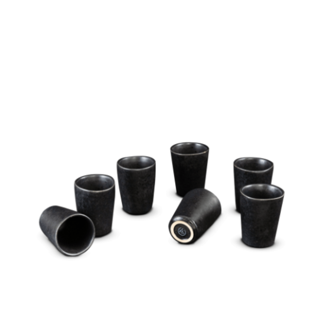 Terrafina Black Stone Espresso Cups - Set of 6