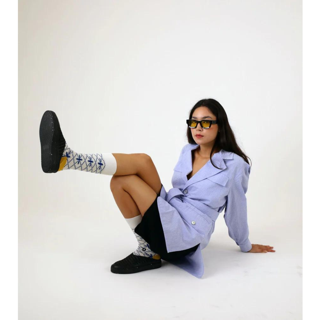 Sir Tile Blue Floral Socks