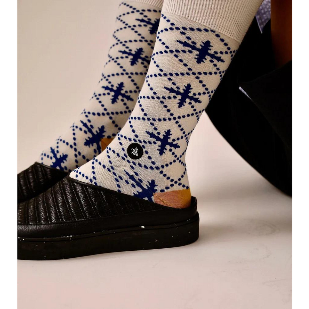 Sir Tile Blue Floral Socks