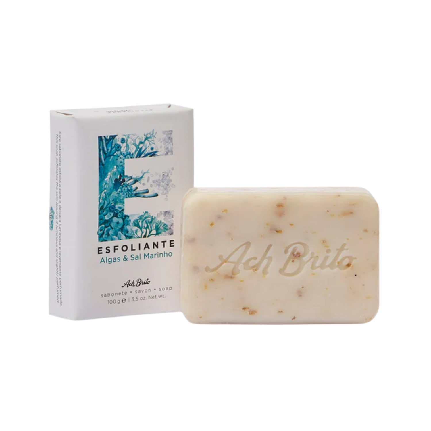 Bar of soap with packaging labeled 'Ach Brito' on a white background