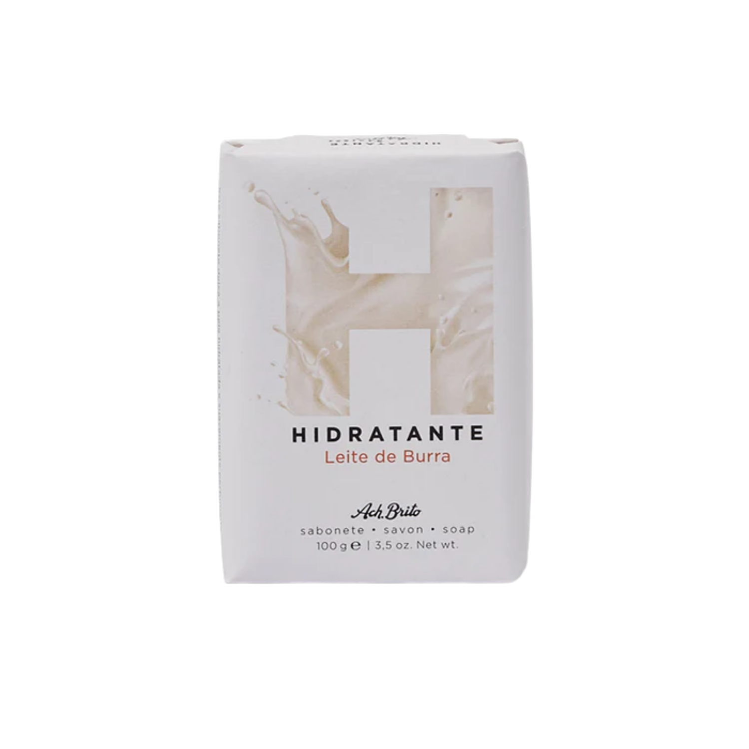 Soap bar packaging with 'Hidratante' text on a white background