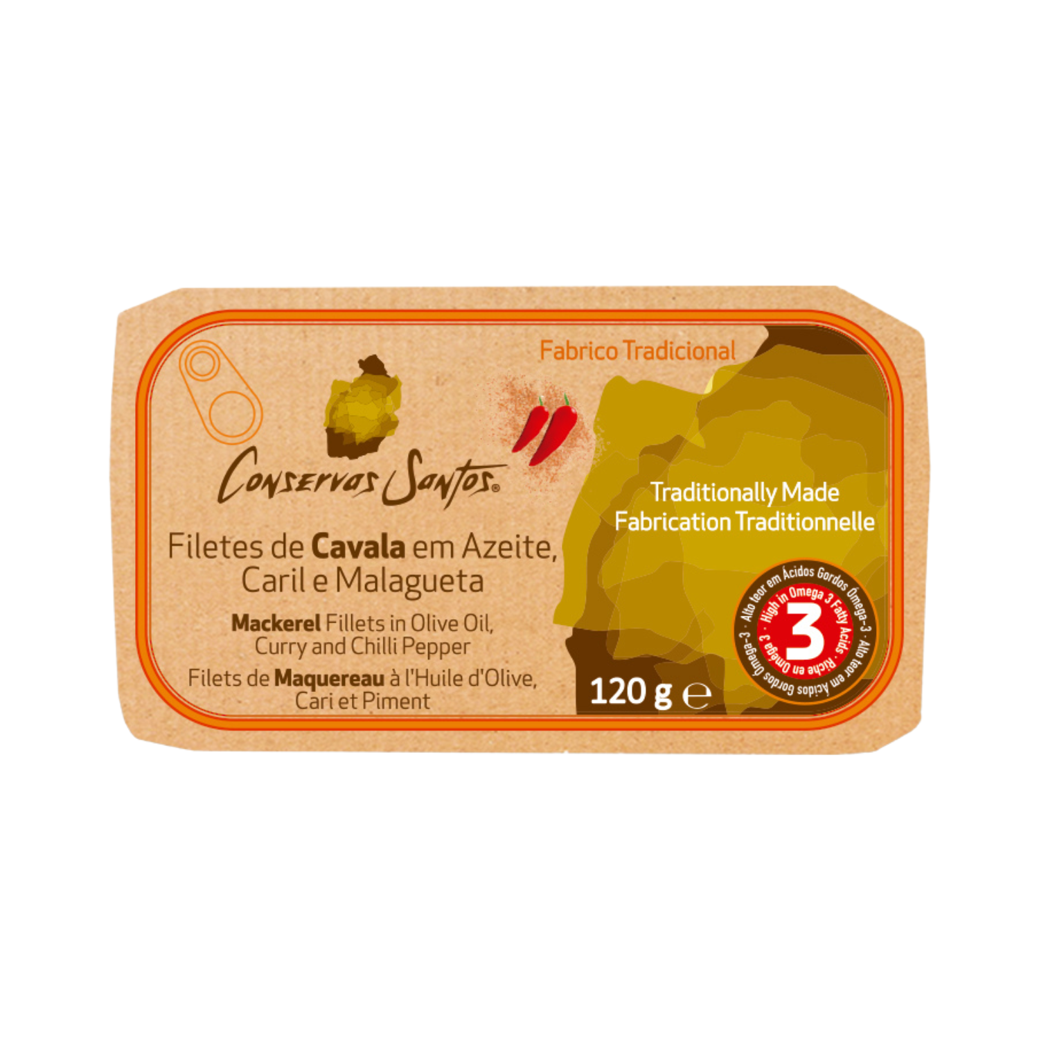 Conservas Santos Mackerel Fillets in Olive Oil, Curry and Chili Pepper