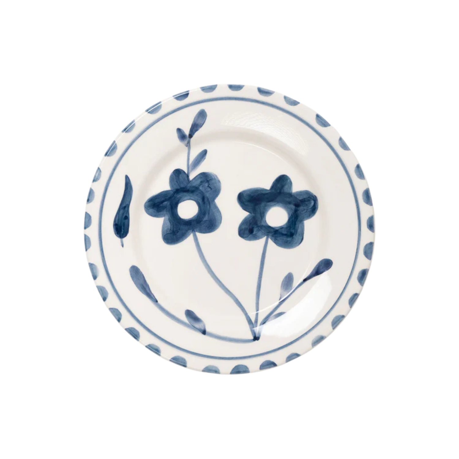 Valsa Blue Flowers Hand-Painted Dessert Plate