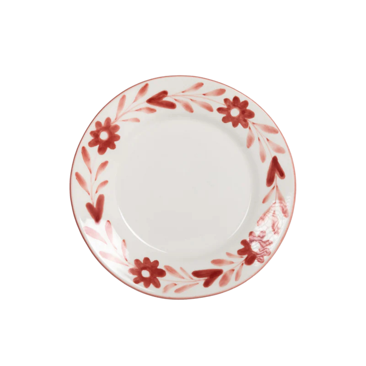 Valsa Red Flowers Hand-Painted Dessert Plate