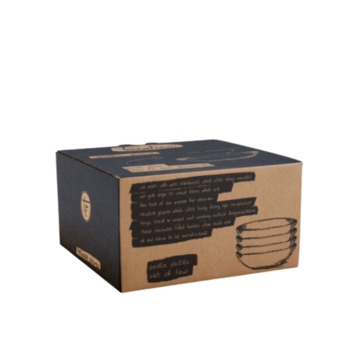 Terrafina Light Blue Flower Seeds Pasta/Soup Plate - Set of 4