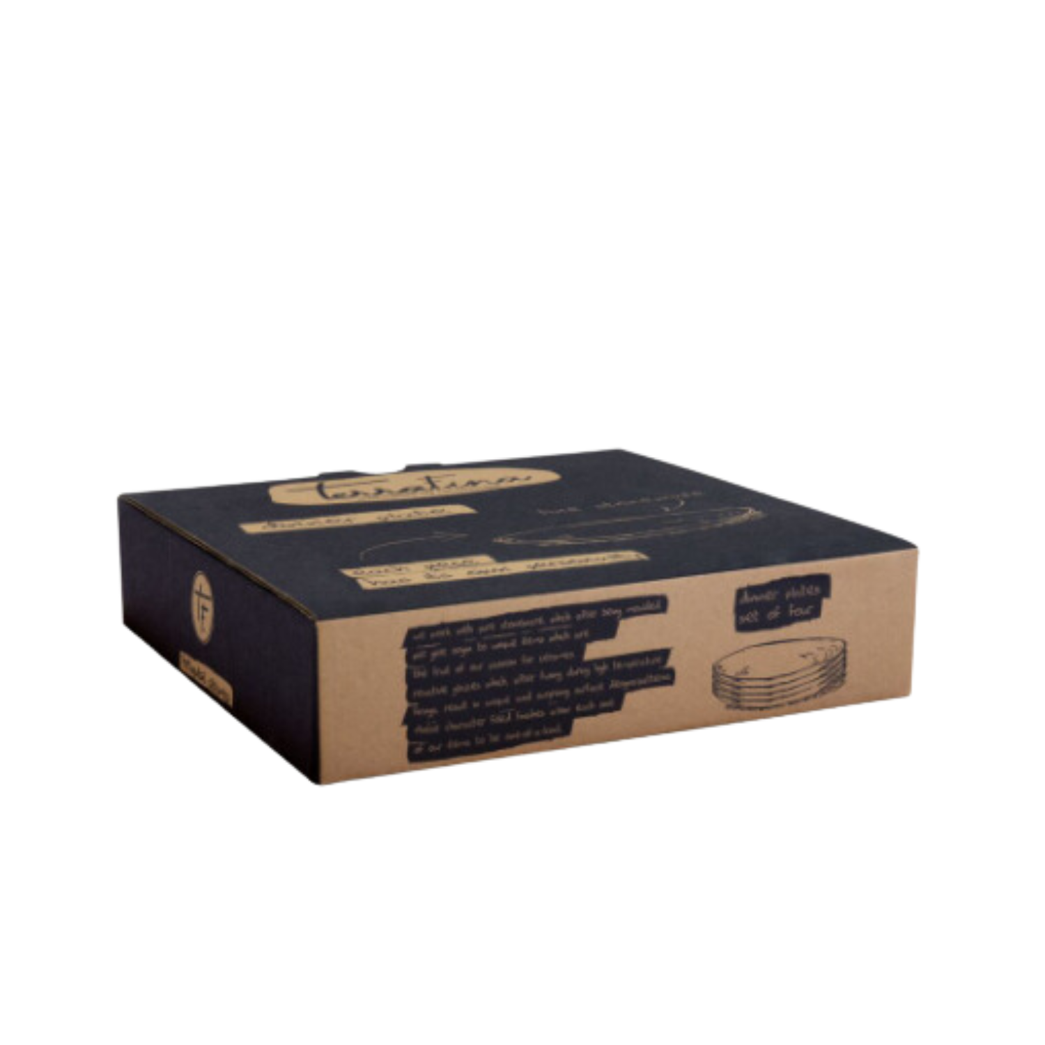 Terrafina Dark Blue Flower Seeds Dinner Plate - Set of 4