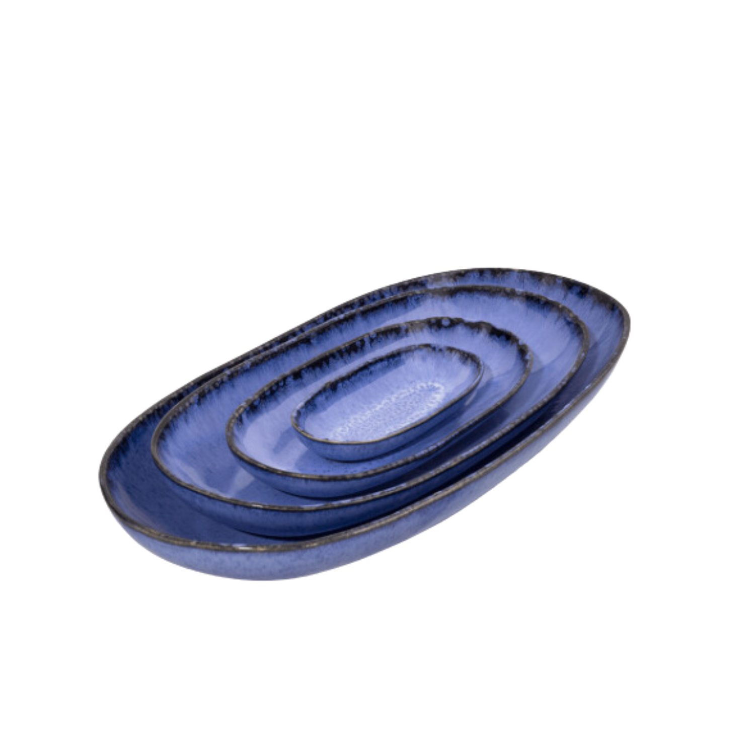 Terrafina Blue Amazonia Oval Serving - Set of 4