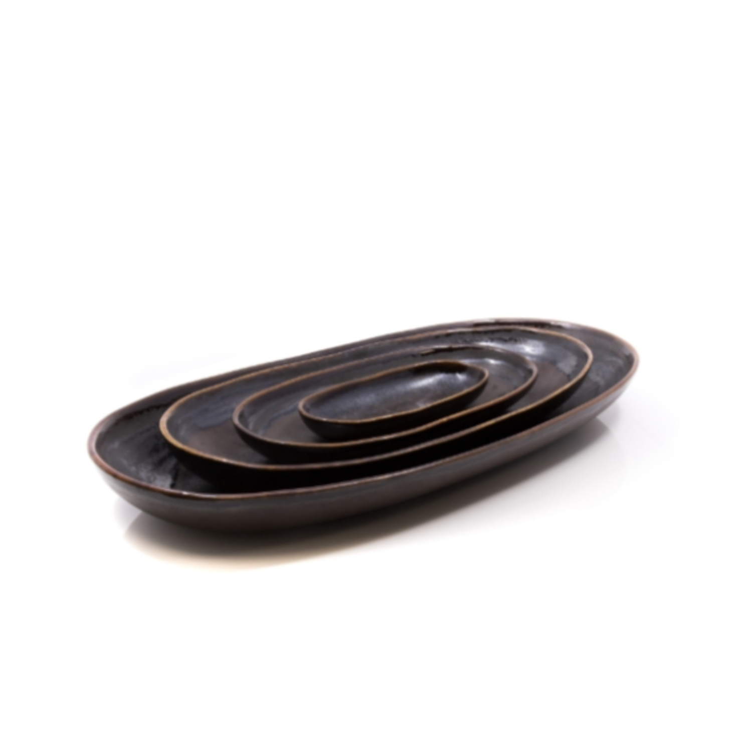 Terrafina Brown Coffee Oval Serving - Set of 4