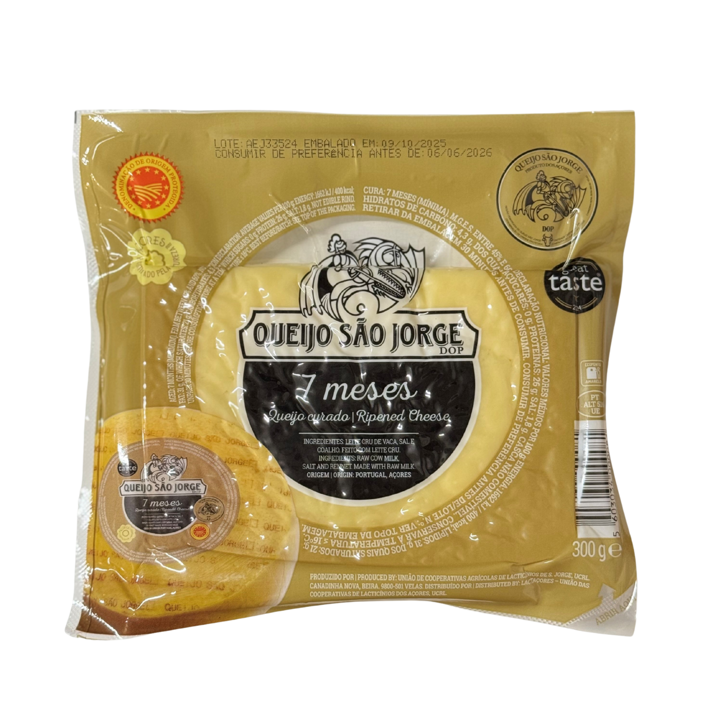 São Jorge Cheese Aged 7 Months DOP (Denominação de Origem Protegida)