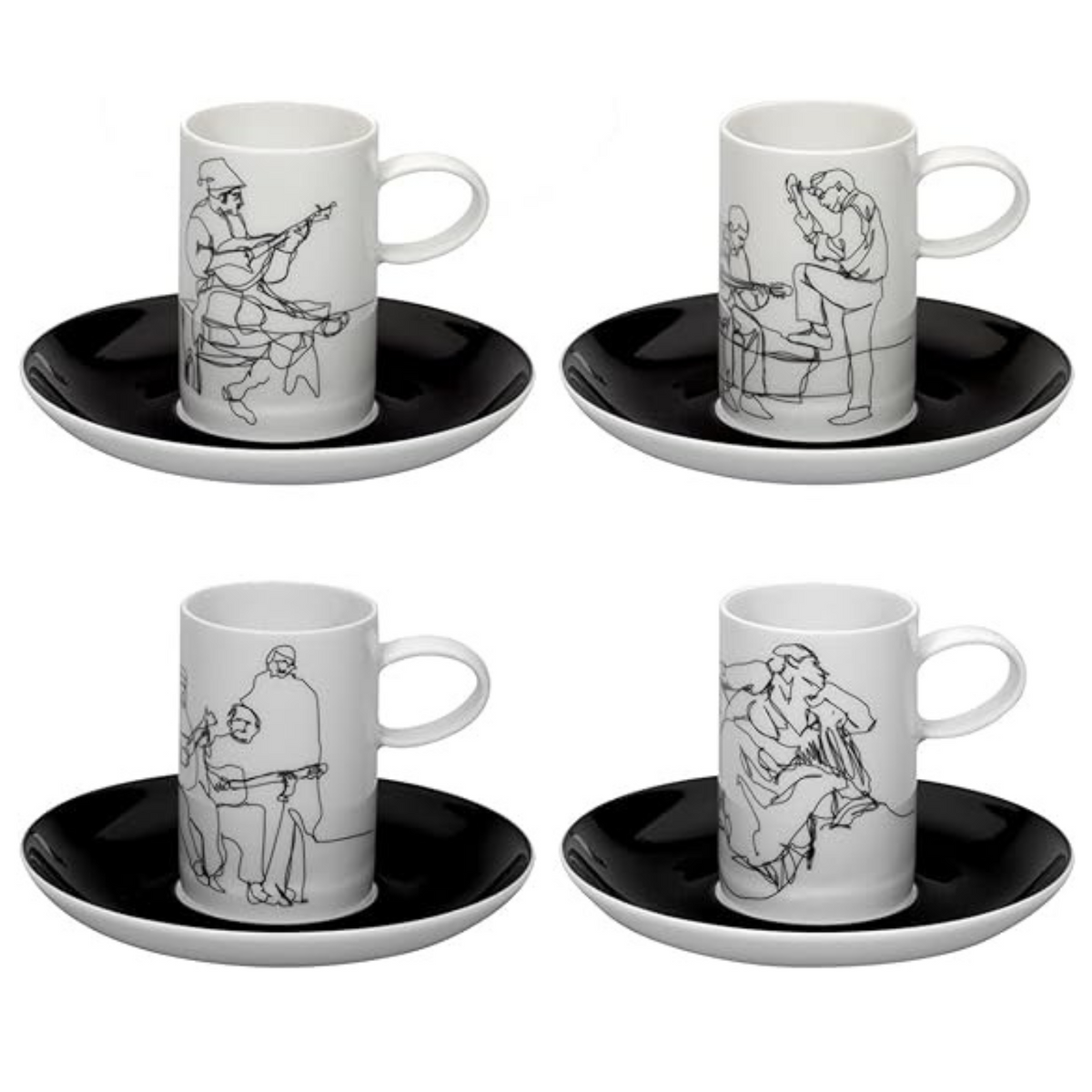 ヴィスタ・アレグレ（Vista Alegre）　2004ワールドカップ記念 Vista Alegre Fado Set of 4 Coffee Cups and Saucers – Portugalia