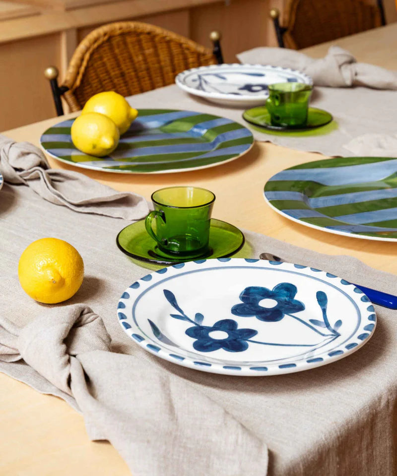 Valsa Blue Flowers Hand-Painted Dessert Plate