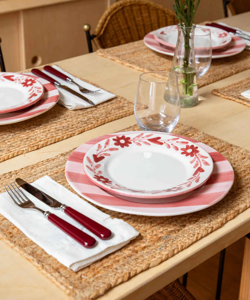 Valsa Red Flowers Hand-Painted Dessert Plate