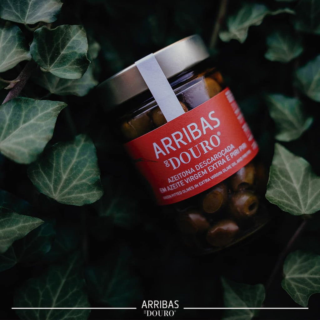 Arribas do Douro Green Pitted Olives in Extra Virgin Olive Oil and Piri Piri