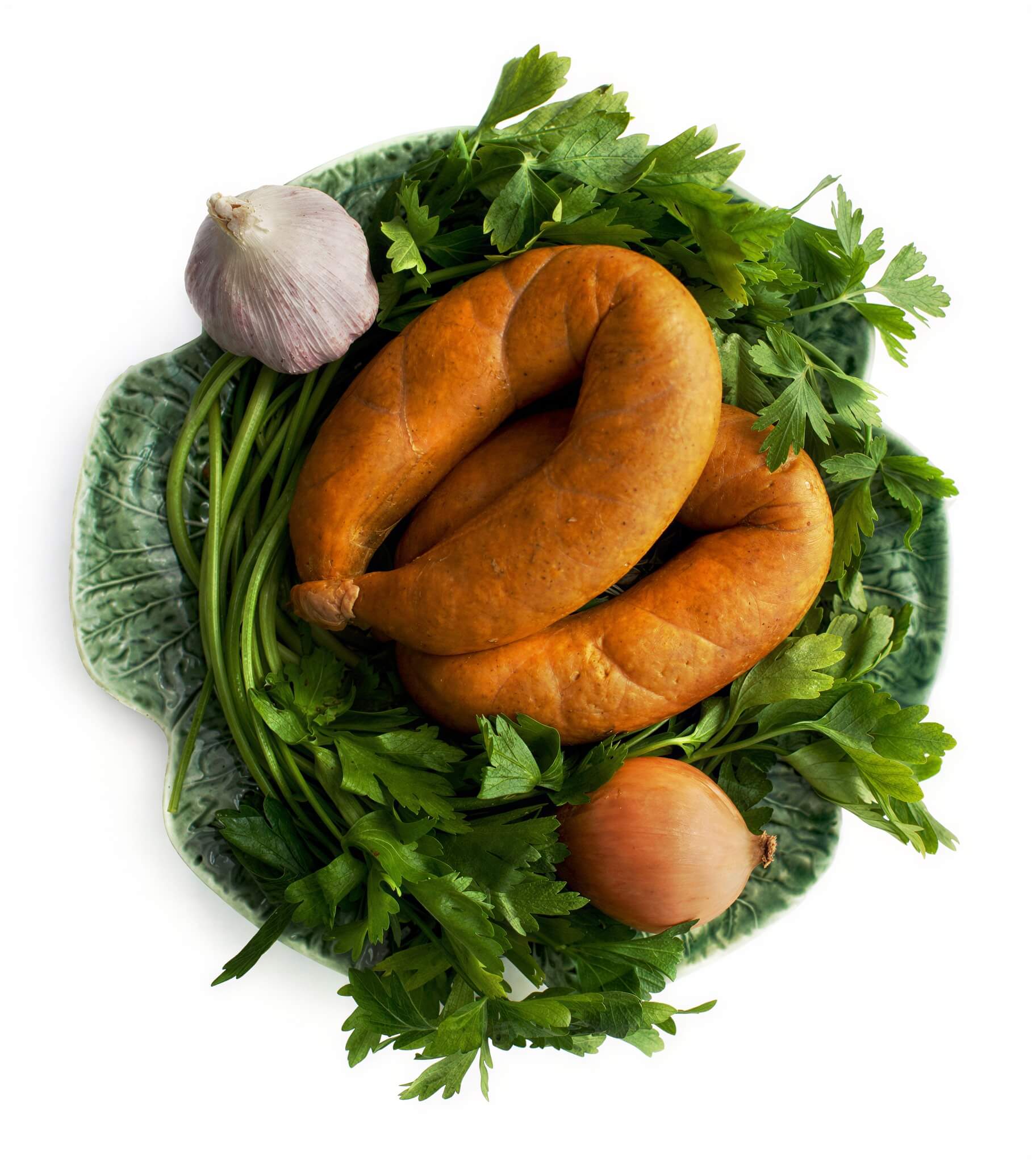 Traditional Portuguese alheira sausage, mildly smoked and rich in flavor, perfect for grilling or adding to classic dishes.
