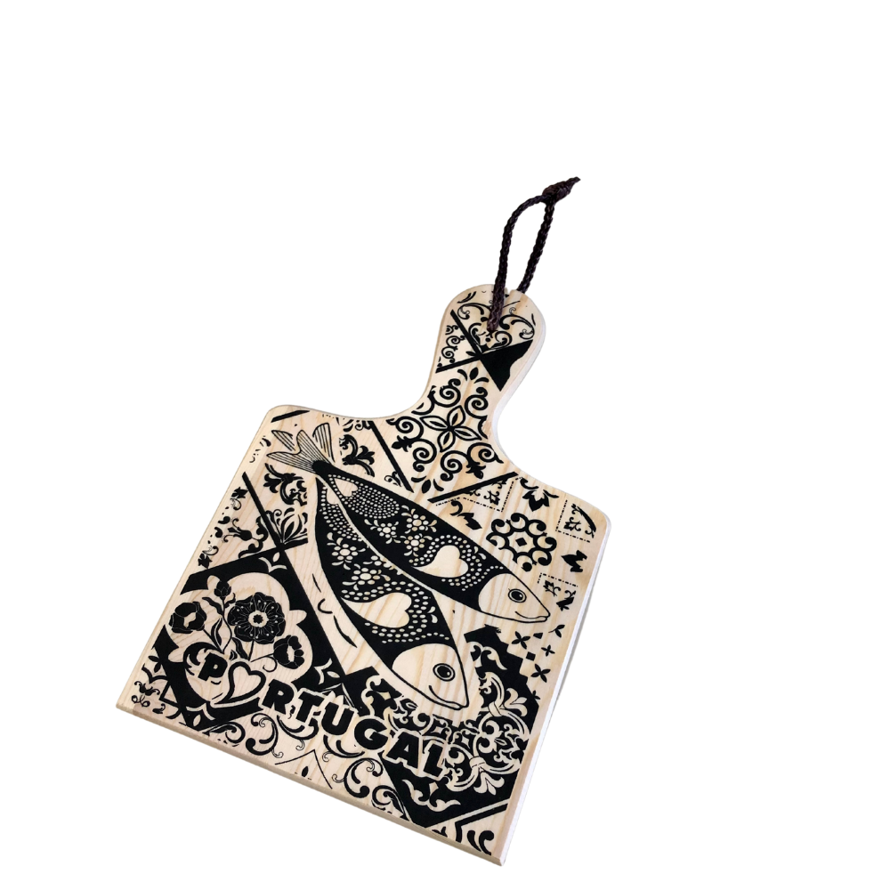 Wooden Board with Portuguese Sardine Art