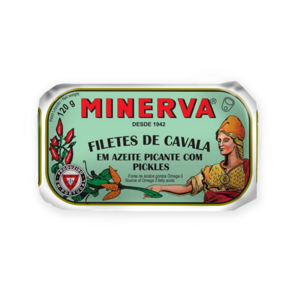 Minerva Mackerel Fillets in Spiced Olive Oil with Pickles