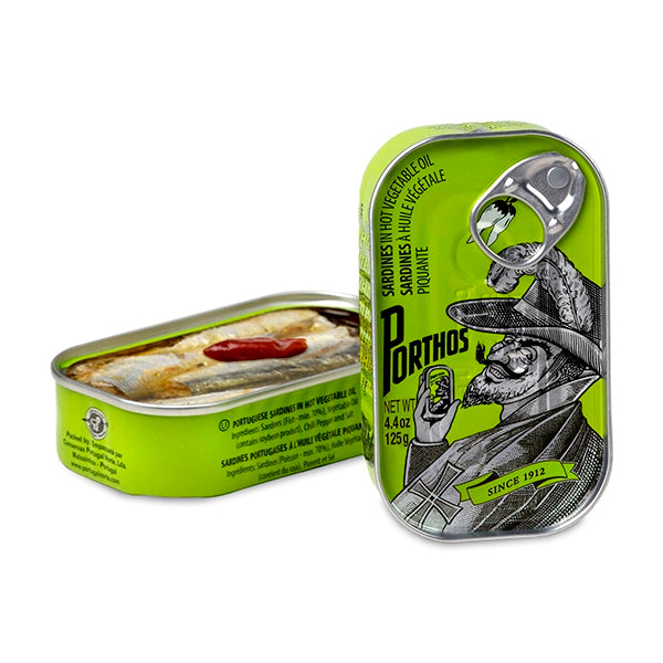 Porthos Sardines Hot Vegetable Oil 125gr